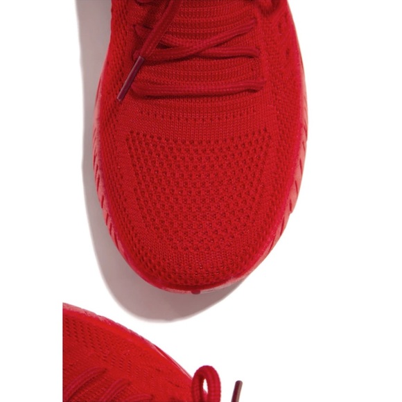 Red Slip On Comfy Athleisure Sneakers - Picture 5 of 11